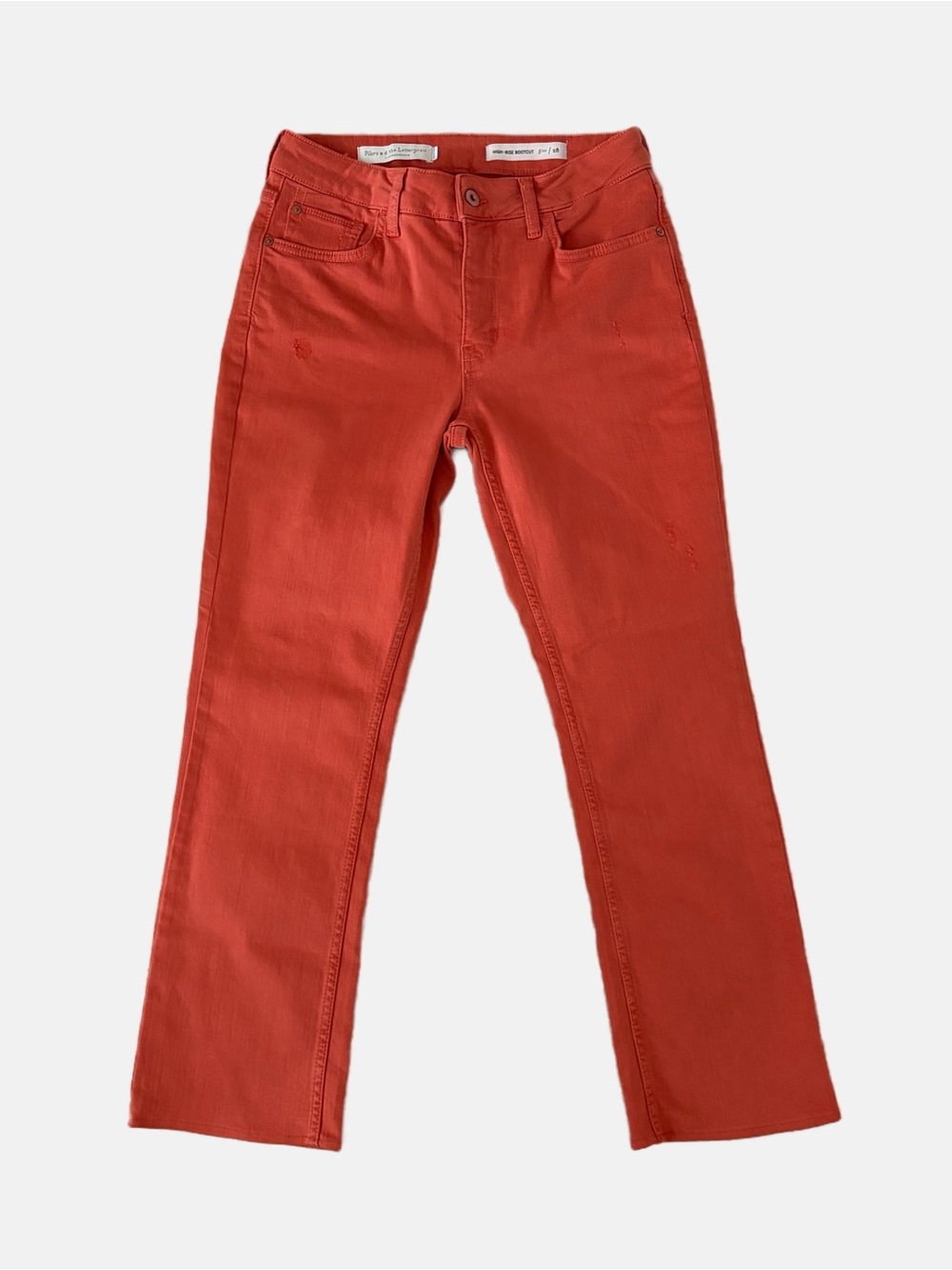 Pilcro Anthropologie High Rise Bootcut Jeans Size 28 Orange Coral Distressed